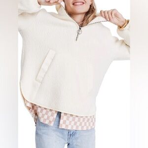 Madewell Women’s Polartec Fleece Popover Jacket Size Medium - Antique Cream